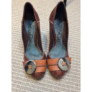 Paco Gil Elegant Brown High Heel Peep-Toe Shoes size 9